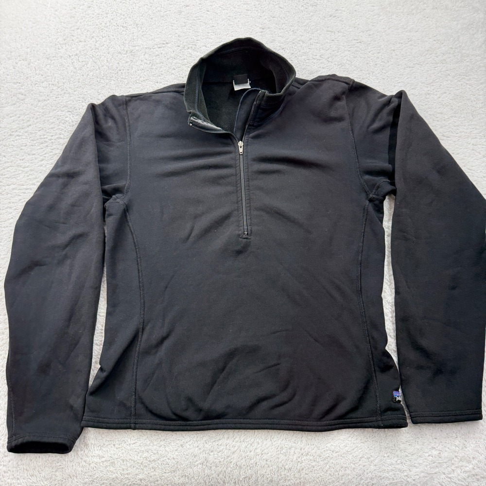 VTG Patagonia Women's Small Black Fleece Quarter Zip Pullover Long Sleeve Top